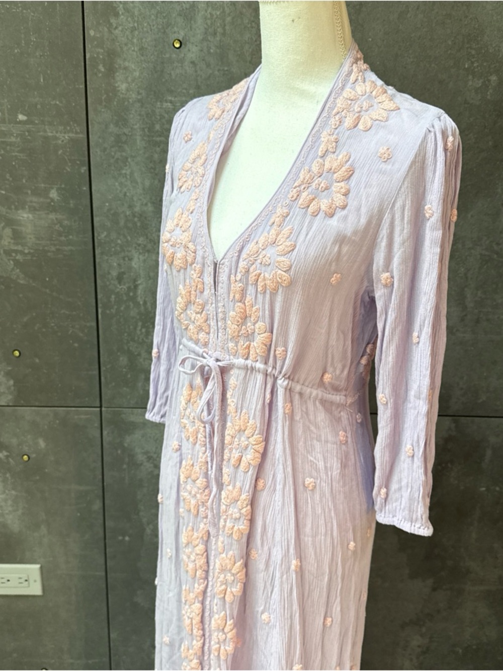 Free People Lavender Maxi Dress with Blush Embroidery - Picture 4 of 14